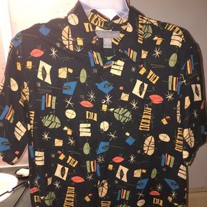 Mid-Century Modern Atomic Print Tori Richard Button Up